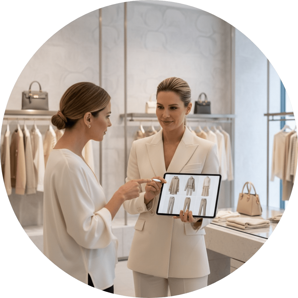 Personal Shopping & Livestream Skills for Professionals – Singaporean stylist presenting outfit options.