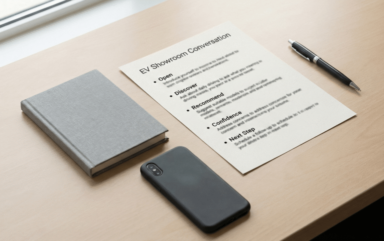 EV sales customer experience training checklist as a simple showroom conversation guide